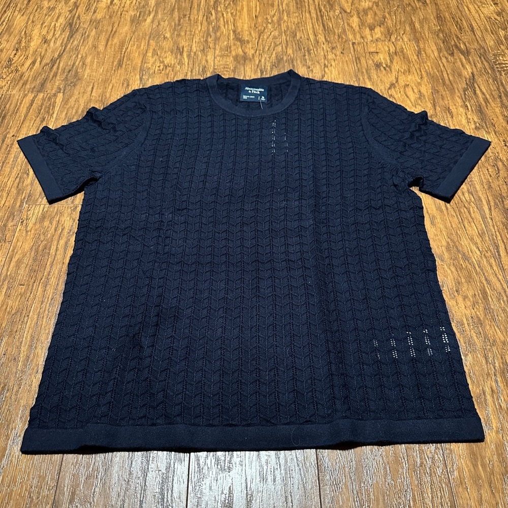 Abercrombie & Fitch Stitched Textured Tee, Black, M